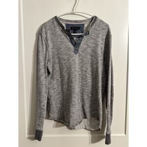 Banana Republic Mens Henley Baseball Shirt Sz M Tall Heather Gray Gorpcore Prep